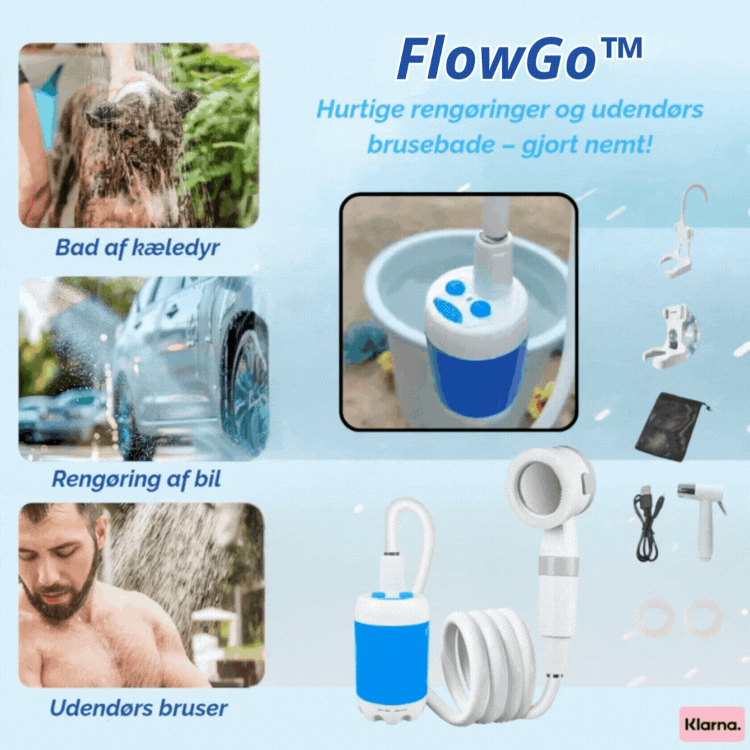 FlowGo™ | Hurtige rengøringer og udendørs brusebade – gjort nemt!