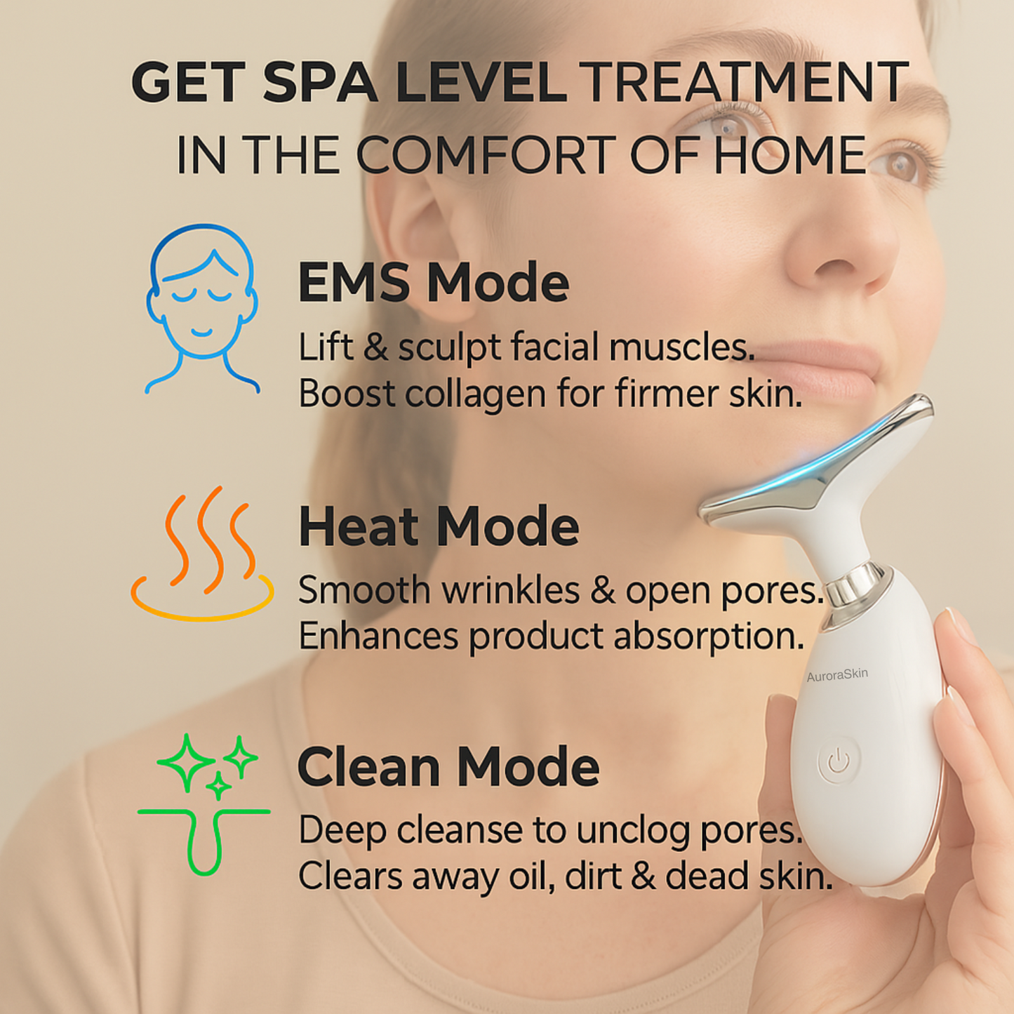 Luminora™ 7-in-1 LED Facial Sculptor | Strammere, glattere, jævn og klar hud på 10 minutter.