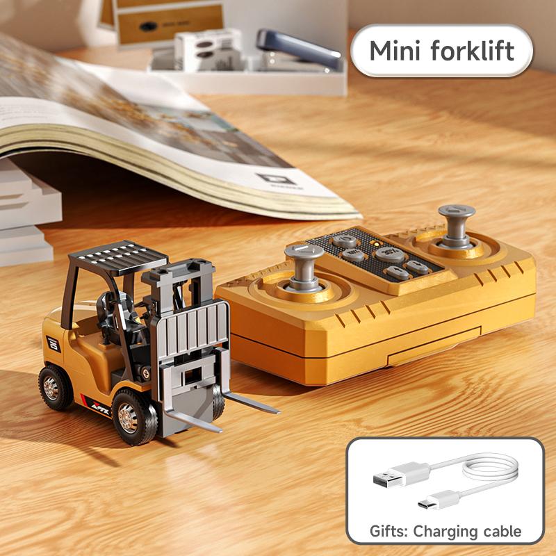 MiniMaskin™ | 1:64 Premium Mini RC Metalbyggesæt – Gaffeltruck, Gravemaskine og Dumper