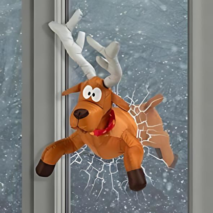 JuleStyrt™ | Julemand og Rensdyr Vindues-Crash Dekoration