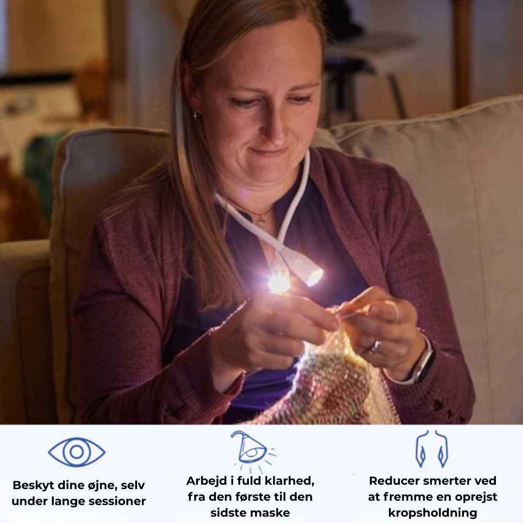 HalsLys™ l Halslampen, der belyser dine kreationer og aflaster dine øjne
